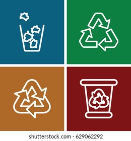 Reuse icons set. set of 4 reuse outline icons such as recycle bin, trash bin