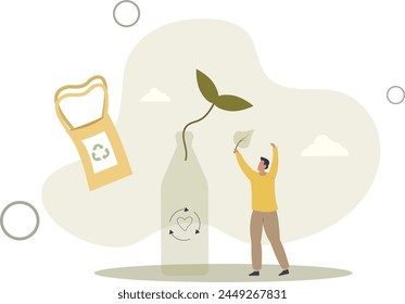 Reuse materials and recycle paper or plastic packaging .Zero waste lifestyle as sustainable, nature friendly or environmental thinking .