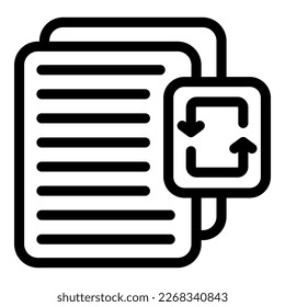 Reutilizar el vector de contorno de icono de papel. Fábrica química. Reciclaje de plástico