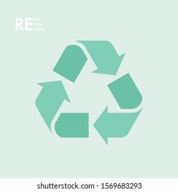 Reuse Reduce Recycle. Garbage recycling logo. Vector trash recycling arrows. Conscious consumption.