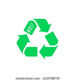 Reuse Reduce Recycle. Garbage recycling logo. Vector recycling arrows. Conscious consumption.