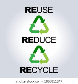 Reuse, Reduce, Recycle Icon Vector Design Illustration on white background. Copy Space for text and logo