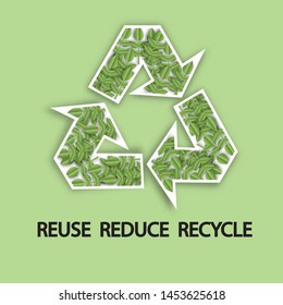 reuse reduce recycle , save world concept  . paper cut and craft style .