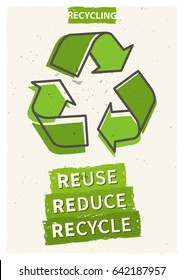 Reuse reduce recycle vector illustration. Creative graphic design with recycle sign.
