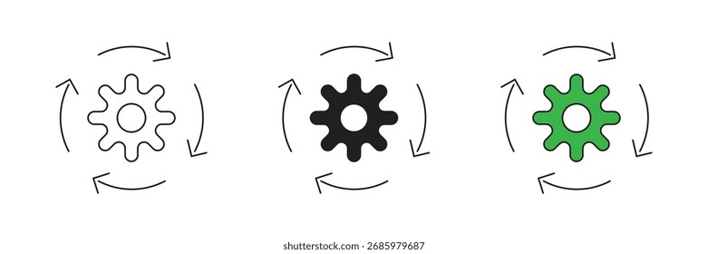 Reuse settings vector icon. Management of settings. Recycling regulation. Circular economy. Renewable resources.
