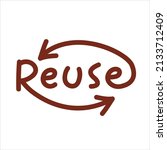 Reuse Sign with Rotate Arrows in Linear Style Isolated on White Background. Garbage Recycling and Reusing Icon, Ecology Conservation, Sustainability, Conscious Litter Renew Vector Illustration