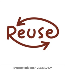 Reuse Sign with Rotate Arrows in Linear Style Isolated on White Background. Garbage Recycling and Reusing Icon, Ecology Conservation, Sustainability, Conscious Litter Renew Vector Illustration