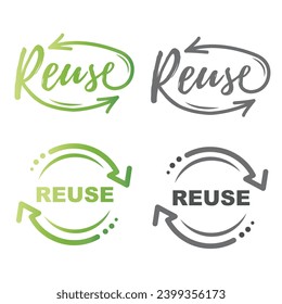 Reuse sign with rotate arrows in linear style, icon, vector.