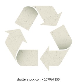 Reuse Symbol. Made from recycle paper texture, vector, EPS10, isolated.