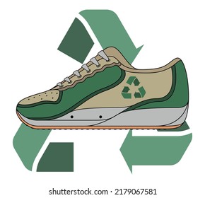 Reused Eco Friendly Sneaker with Recycle Symbol