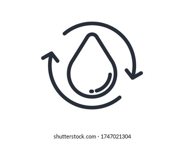 Reused. Recycle. Eco friendly. Ecology. Water line icon modern style. High quality black outline drop symbol for web site design and mobile apps. Simple water pictograms on a flat background.  Bio.