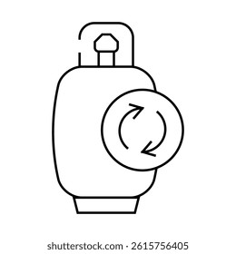 reusing cylinder biogas line icon vector. reusing cylinder biogas sign. isolated contour symbol black illustration