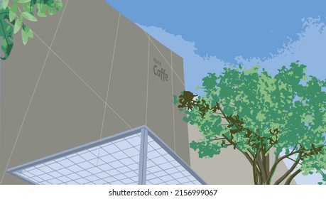 reustaurant cafe building vector design sky view, top view 