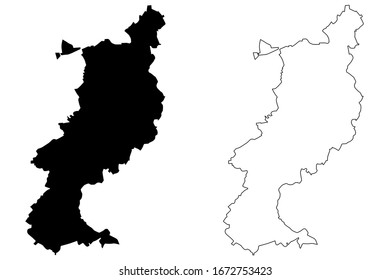 Reutlingen City (Federal Republic of Germany, Baden-Wurttemberg) map vector illustration, scribble sketch City of Reutlingen map