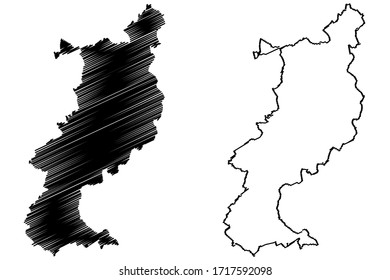 Reutlingen City (Federal Republic of Germany, Baden-Wurttemberg) map vector illustration, scribble sketch City of Reutlingen map