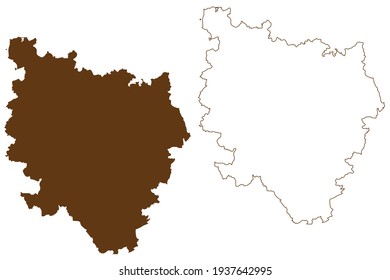 Reutlingen district (Federal Republic of Germany, rural district, Baden-Wurttemberg State) map vector illustration, scribble sketch Reutlingen map