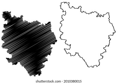 Reutlingen district (Federal Republic of Germany, rural district, Baden-Wurttemberg State) map vector illustration, scribble sketch Reutlingen map