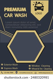 Rev up your car wash business with this eye-catching premium flyer in sleek black and vibrant yellow. Designed to attract attention, this flyer promises top-tier service and professionalism. Ideal for