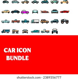 Rev up your design projectb with our  car icons collection, featuring 27 sleek and meticulously crafted car illustrations.