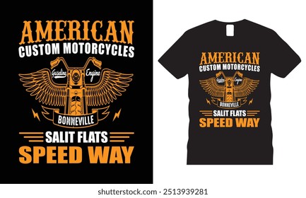 Rev up your style with our American Custom Motorcycles T-shirt. This eye-catching design pays homage to the craftsmanship and passion behind custom-built bikes in the USA.