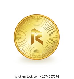 Revain Cryptocurrency Gold Coin Isolated