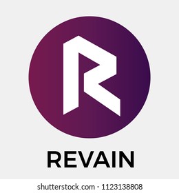 Revain (R) vector logo. First Trustworthy Review Platform, Built With Blockchain Technology. Revain crypto currency icon.
