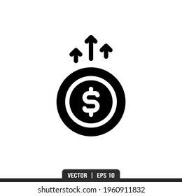 Revaluation Silhouette icon vector, illustration logo template in trendy style. Suitable for many purposes.