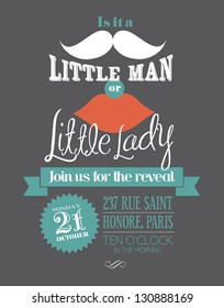 reveal the gender baby shower invitation template vector/illustration