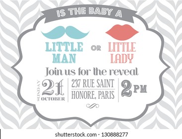 Reveal The Gender Baby Shower Invitation Template Vector/illustration