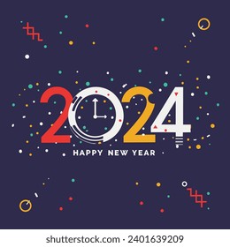 Revel in opulence as lifelike golden 2024 numbers take the spotlight on a sophisticated black backdrop, adorned with festive confetti. This vector design promises a New Year's welcome bathed in gilded