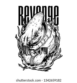 Revenge Monster	Black and White Illustration