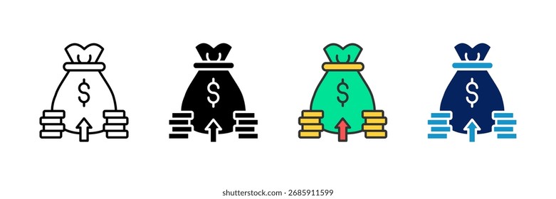 Revenue Bag Icon Set Multiple Style Collection