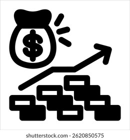 Icono negro de ingresos. Ilustración vectorial simple sobre fondo blanco