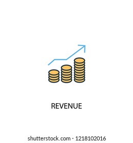 revenue concept 2 colored line icon. Simple yellow and blue element illustration. revenue concept outline symbol design