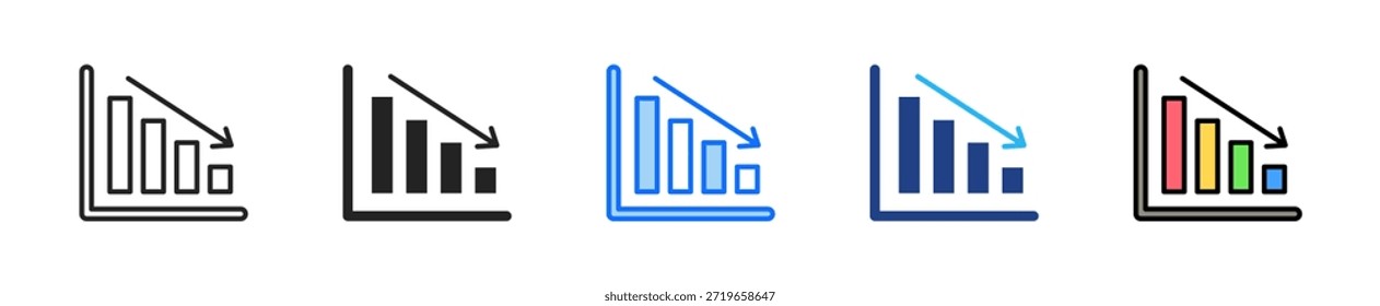 Revenue Crash Icon Set Multiple Style Collection