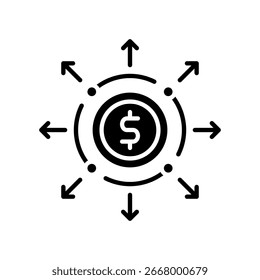 Revenue Diversification Icon Glyph Vector Illustration
