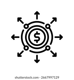 Revenue Diversification Icon Line Vector Illustration
