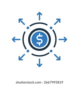 Icono de diversificación de ingresos Ilustración vectorial mixta