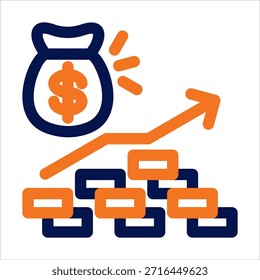 Icono de duotono de ingresos. Ilustración vectorial simple sobre fondo blanco