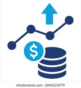 Revenue Flat Blue Icon Ilustración vectorial
