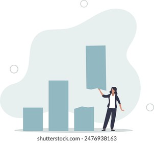 Revenue forecast cut, stock market price correction or global economic slow down due to Coronavirus COVID-19 crisis concept.flat illustration.