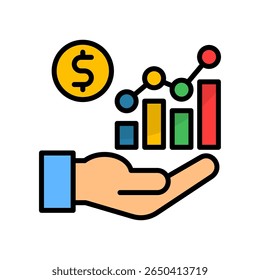 Ícone de Previsão de Receita - Ilustração do Vetor de Cor Linear