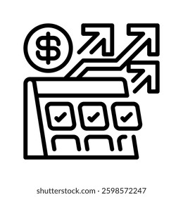 Revenue Forecasting line icon. linear style sign for mobile concept and web design. Outline vector icon. Symbol, logo illustration. Vector graphic