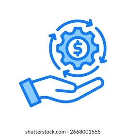 Icono de generación de ingresos Ilustración vectorial azul
