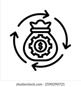Revenue Generation Line Vector Illustration On White Background.