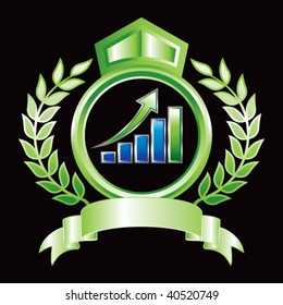 revenue growth chart on green royal display