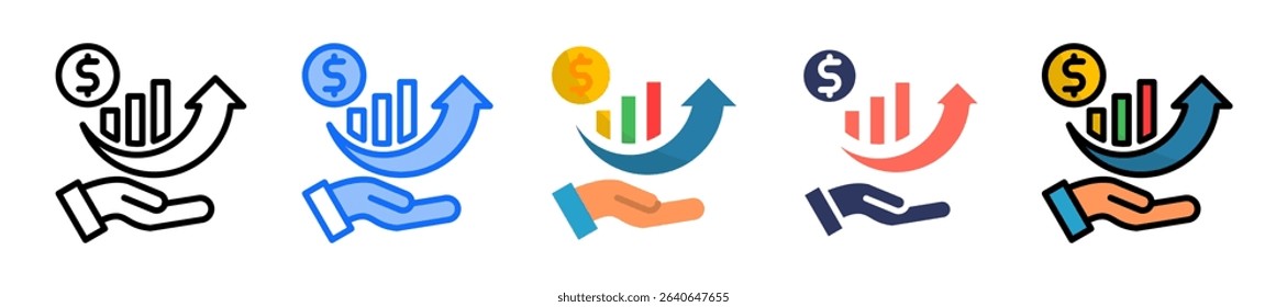 Revenue Growth Icon Multiple Vector Illustration