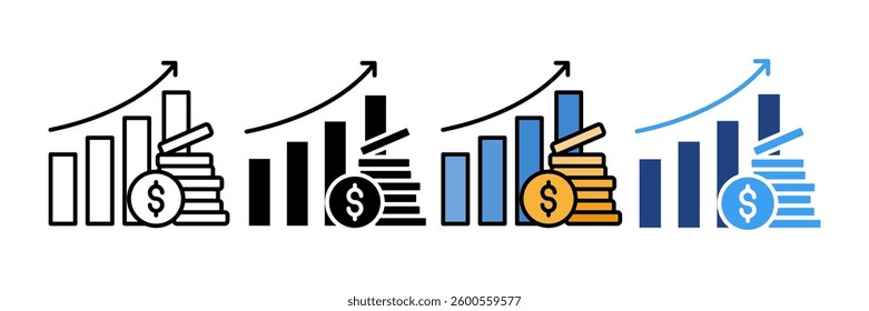 Revenue Growth Icon Set Multiple Style Collection