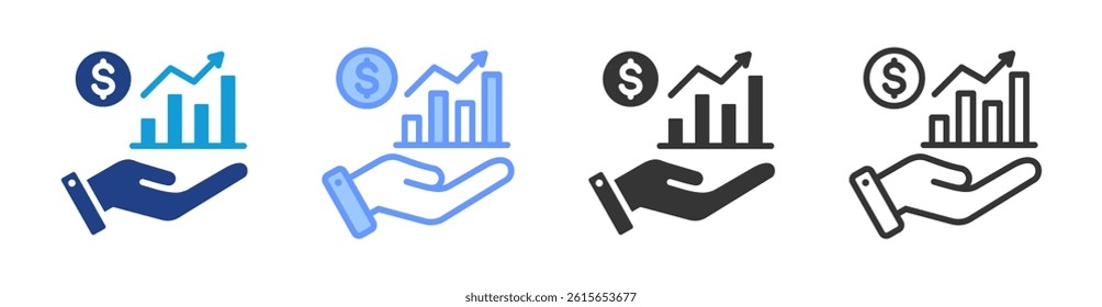 Revenue Growth icon set multiple style collection