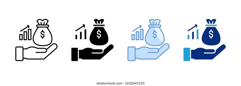 Revenue Growth Icon Set Multiple Style Collection